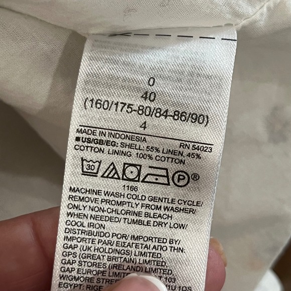 Gap Women White Floral Linen Blend Button Front Tie Sleeve Mini Dress Size 0 - Picture 7 of 7